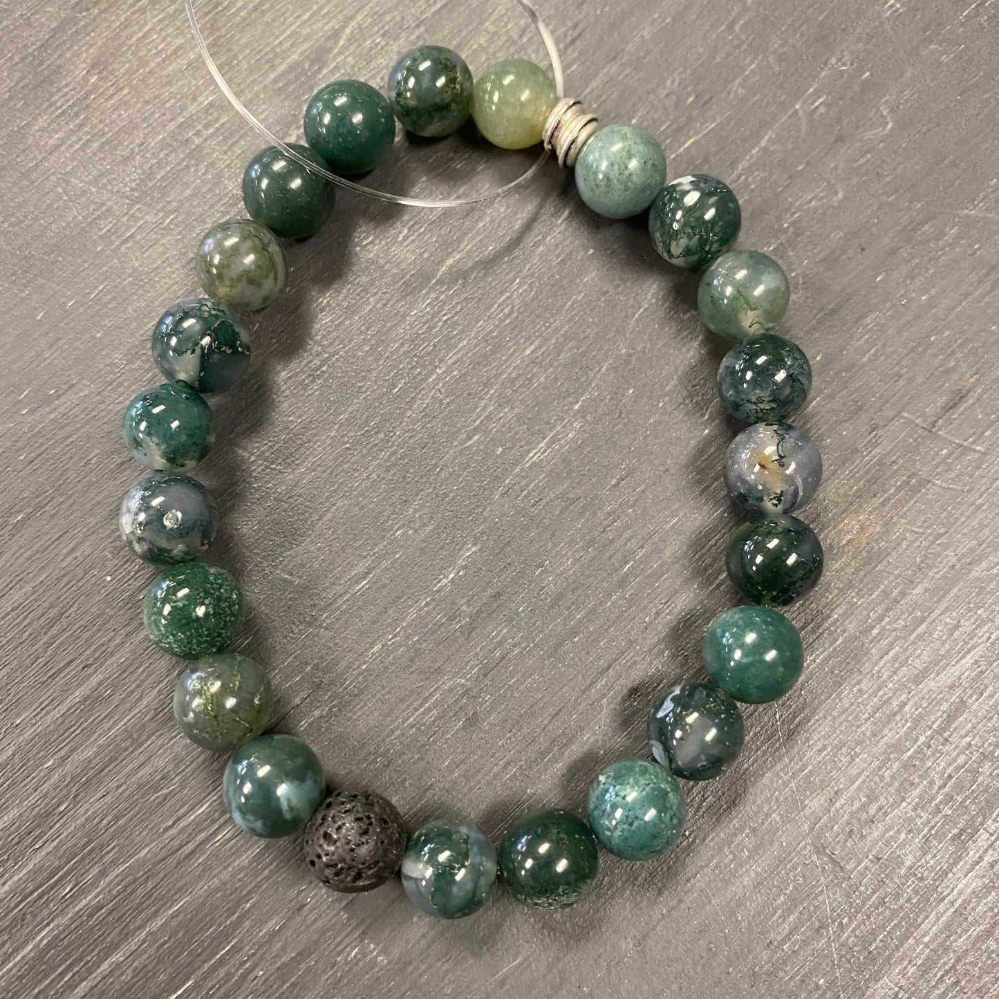 Bracelet - Moss Agate with Lava