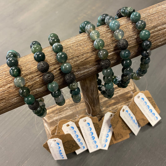 Bracelet - Moss Agate with Lava
