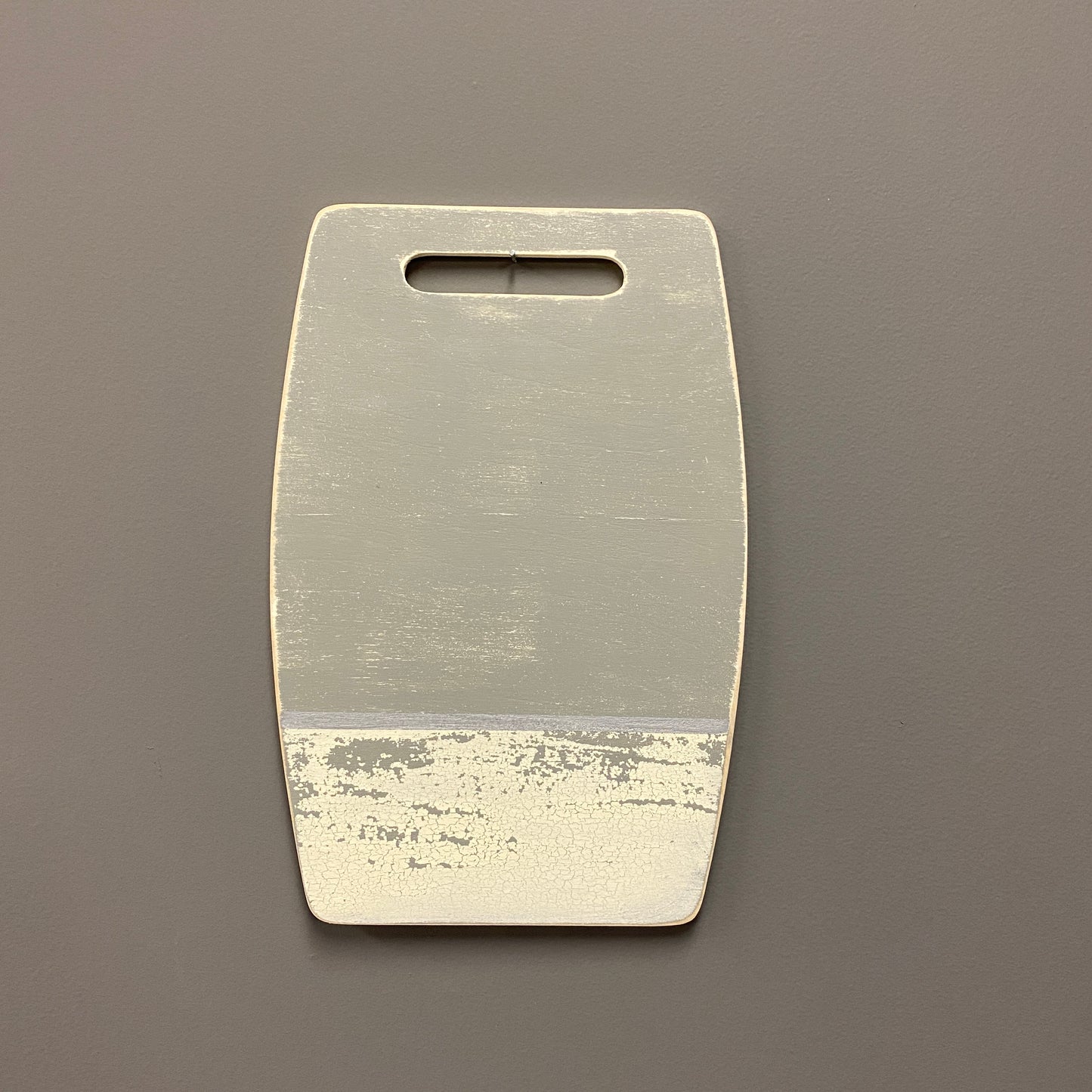Decorative Cutting Board - Cream and Gray - Round Sides