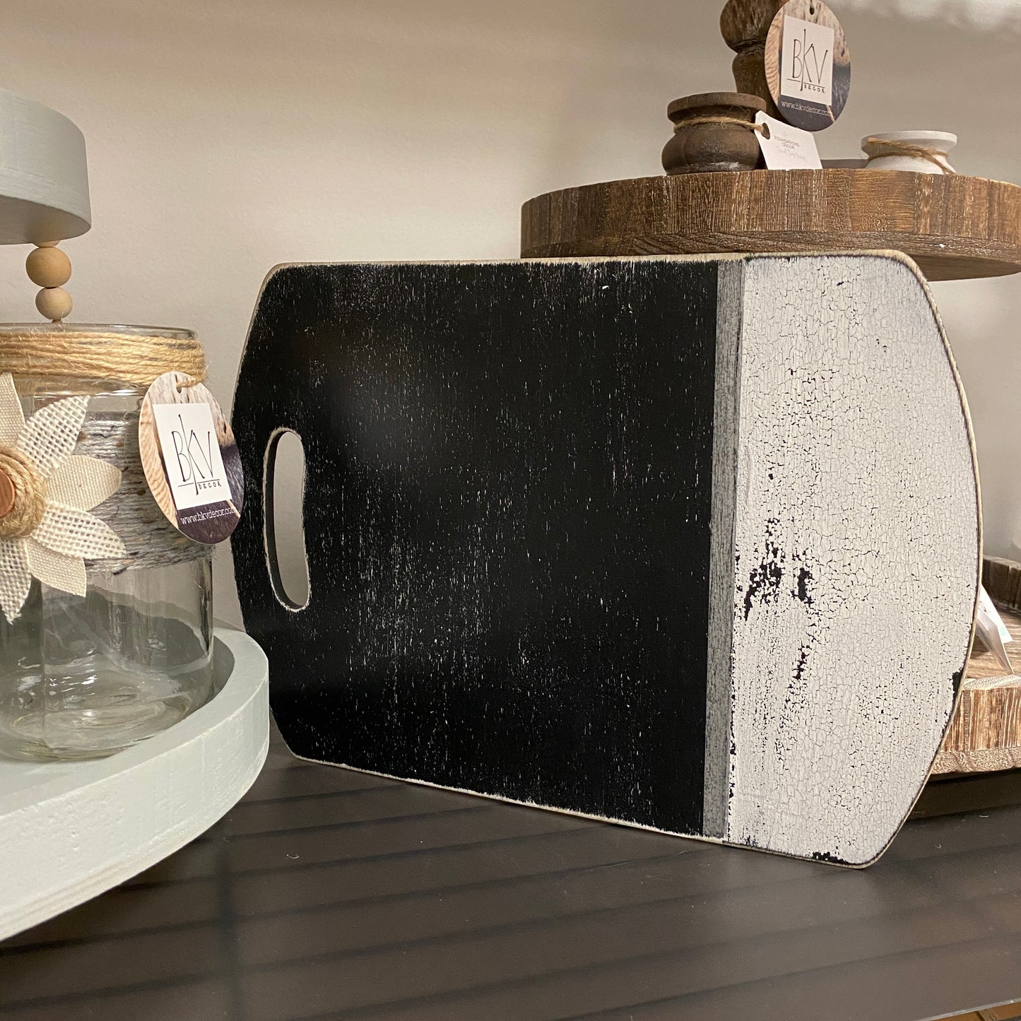 Decorative Cutting Board - Black and White - Round Top