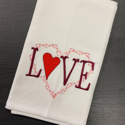 Embroidered Tea Towels - Valentine's Day