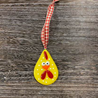 Fused Glass Ornament - Chicken