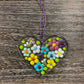 Fused Glass Suncatcher Ornament - Heart with Flowers