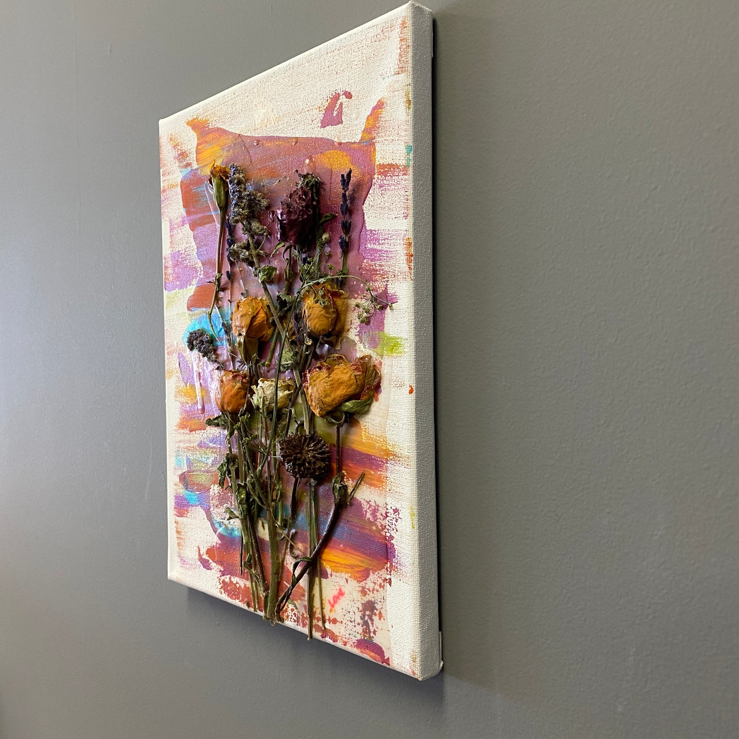 Dried Floral and Crystal-Infused Paintings