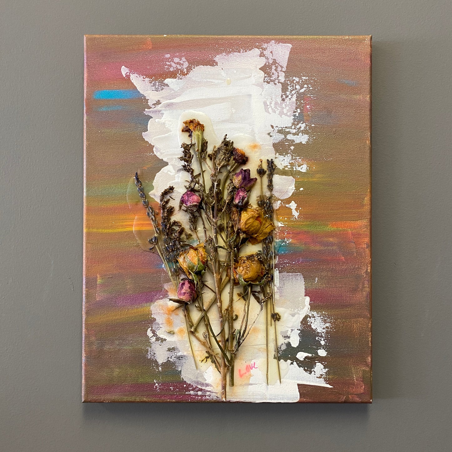 Dried Floral and Crystal-Infused Paintings