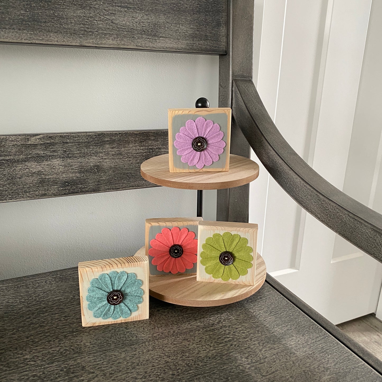 Felt Flower Decor - Gray and Purple