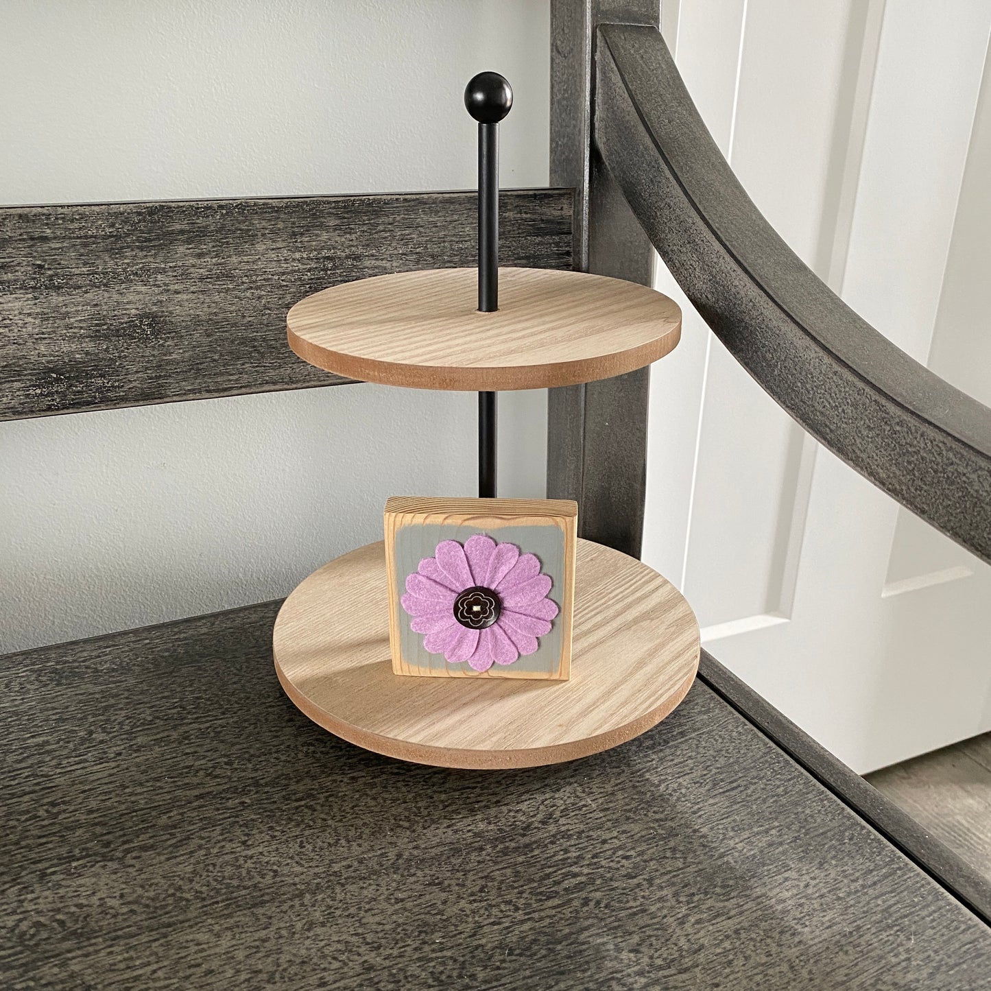 Felt Flower Decor - Gray and Purple