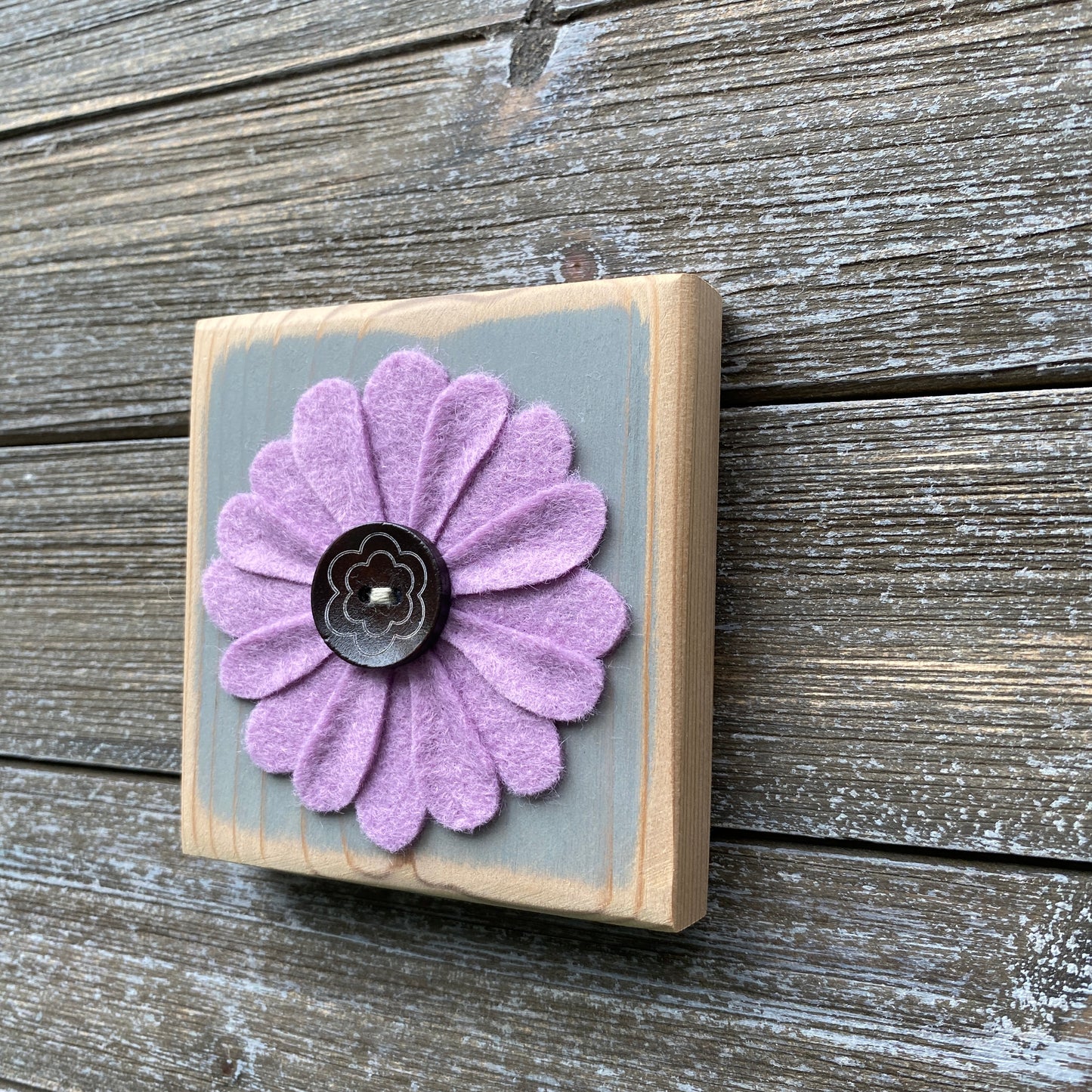 Felt Flower Decor - Gray and Purple