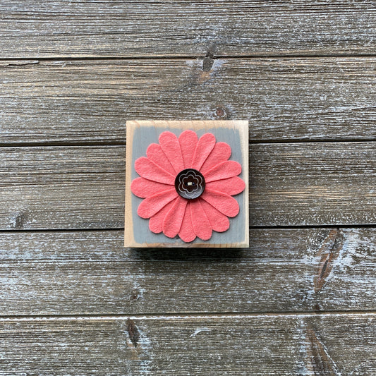 Felt Flower Decor - Gray and Pink