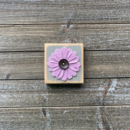 Felt Flower Decor - Gray and Purple