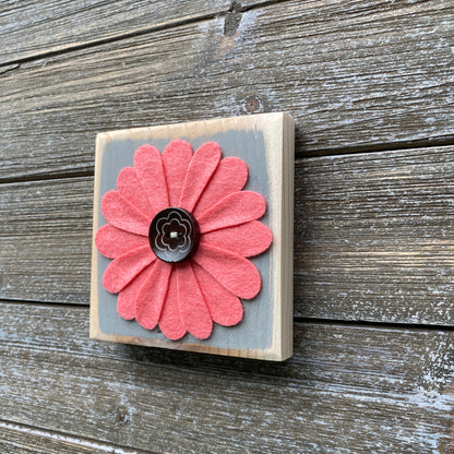 Felt Flower Decor - Gray and Pink