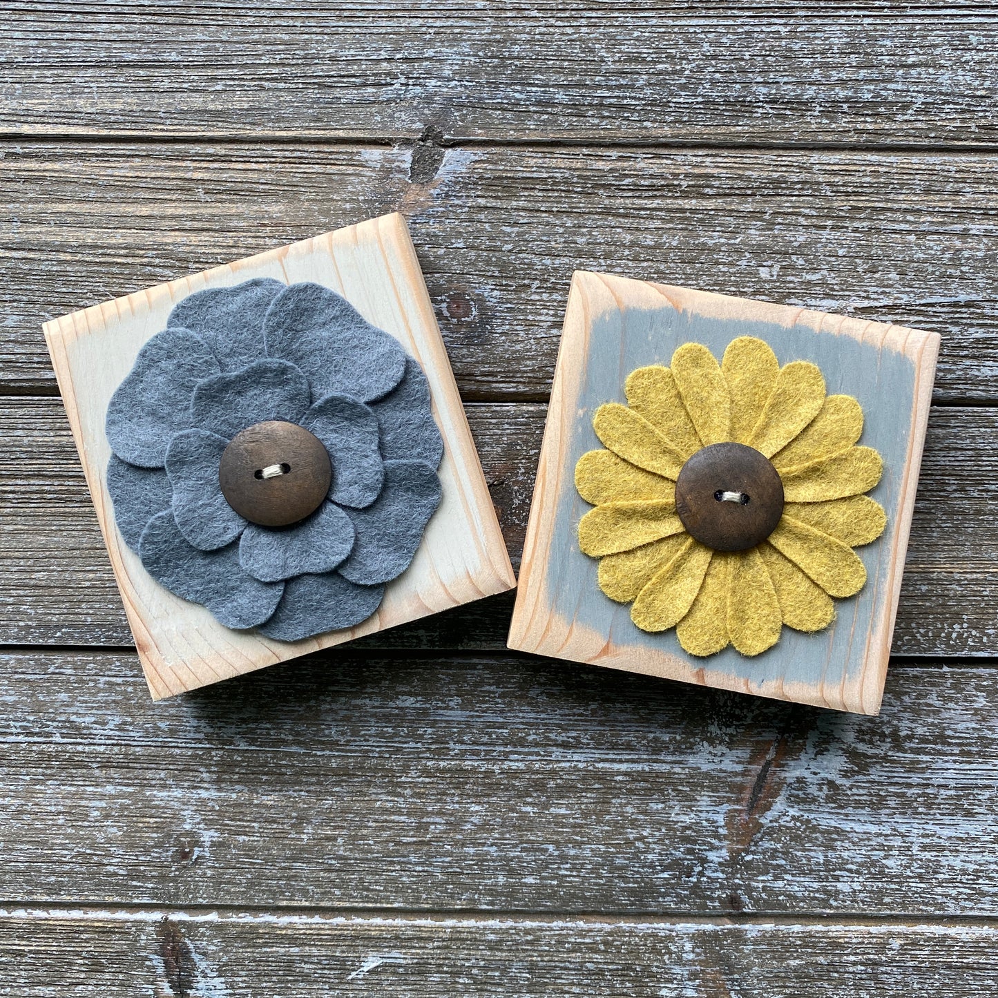 Felt Flower Decor - Beige and Blue