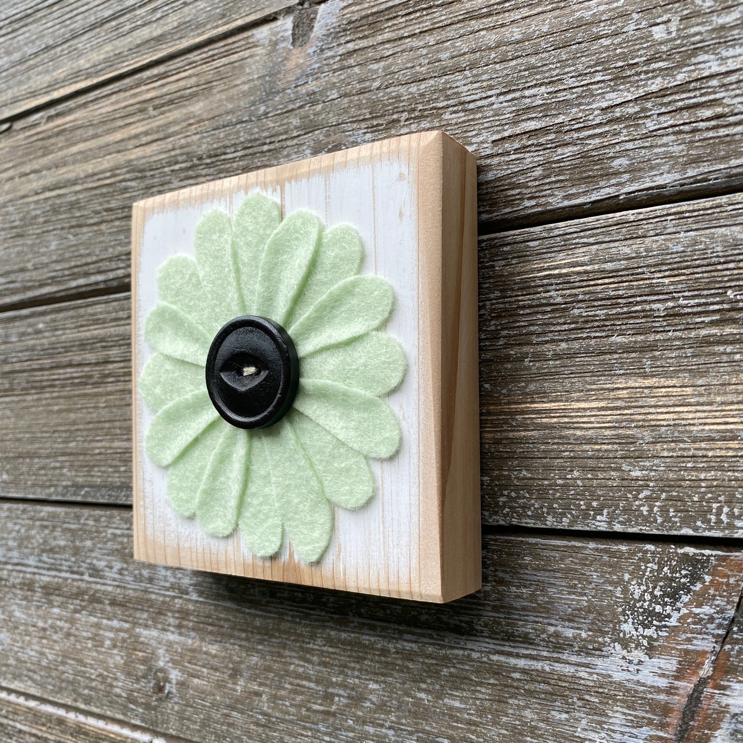 Felt Flower Decor - White and Mint Green