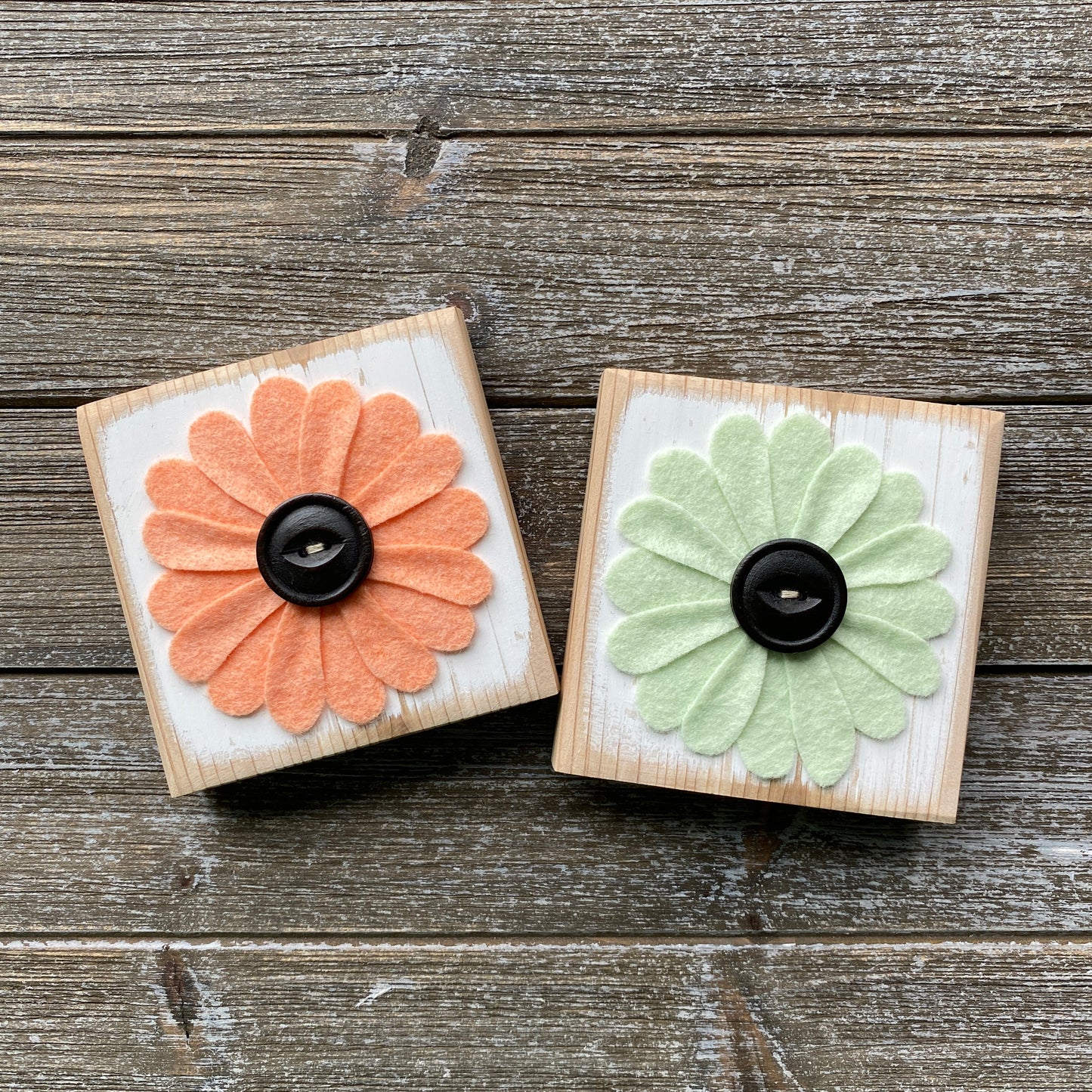 Felt Flower Decor - White and Mint Green