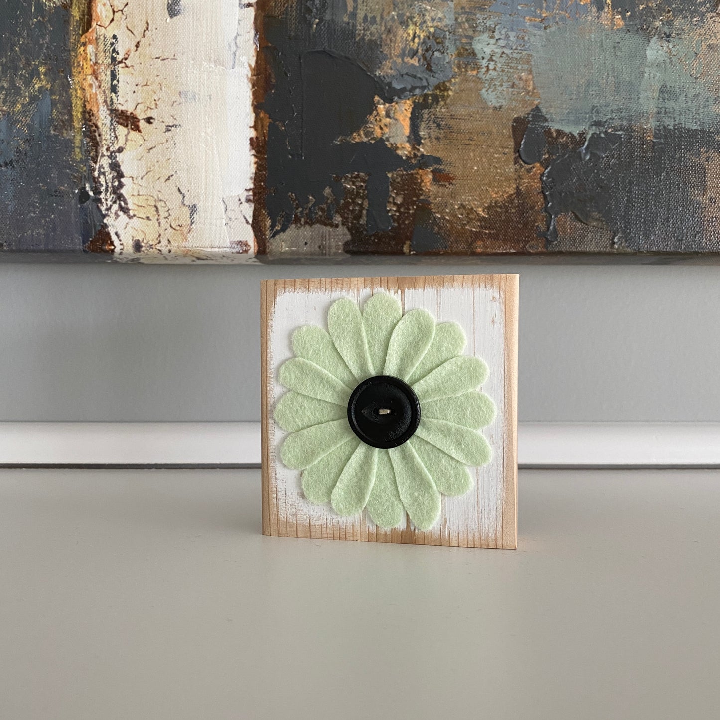 Felt Flower Decor - White and Mint Green