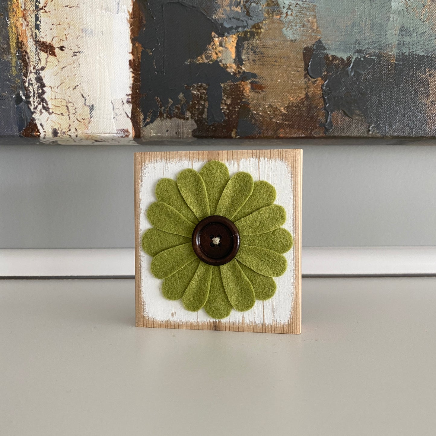 Felt Flower Decor - White and Green