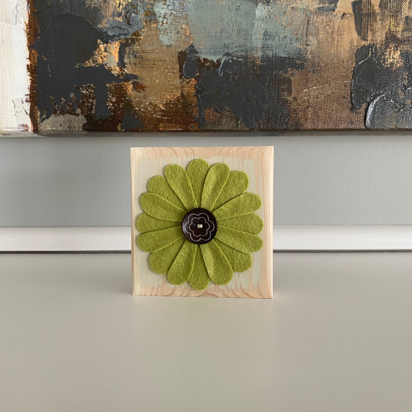 Felt Flower Decor - Beige and Light Green