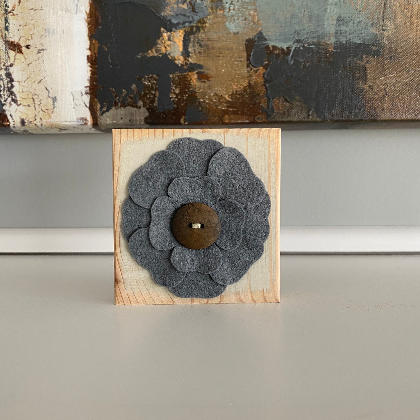 Felt Flower Decor - Beige and Blue