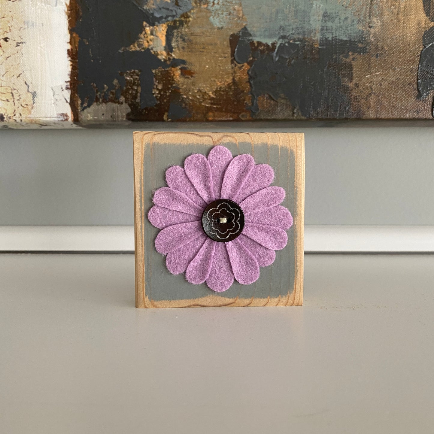 Felt Flower Decor - Gray and Purple