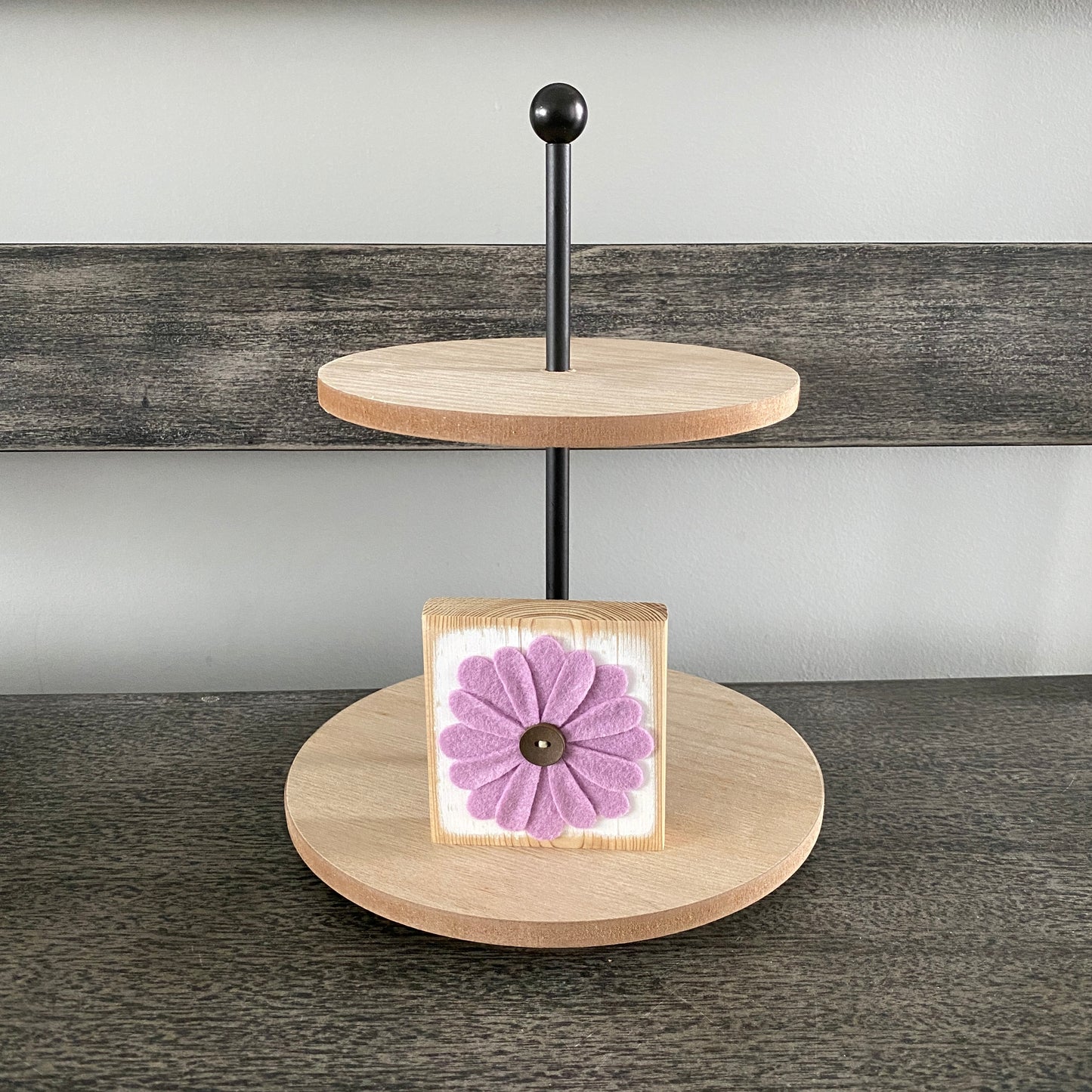 Felt Flower Decor - White and Purple