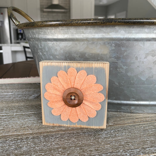Felt Flower Decor - Gray and Coral