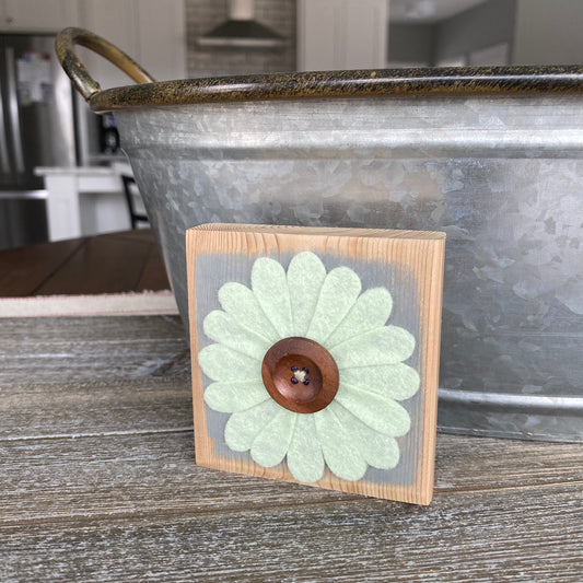 Felt Flower Decor - Gray and Mint Green