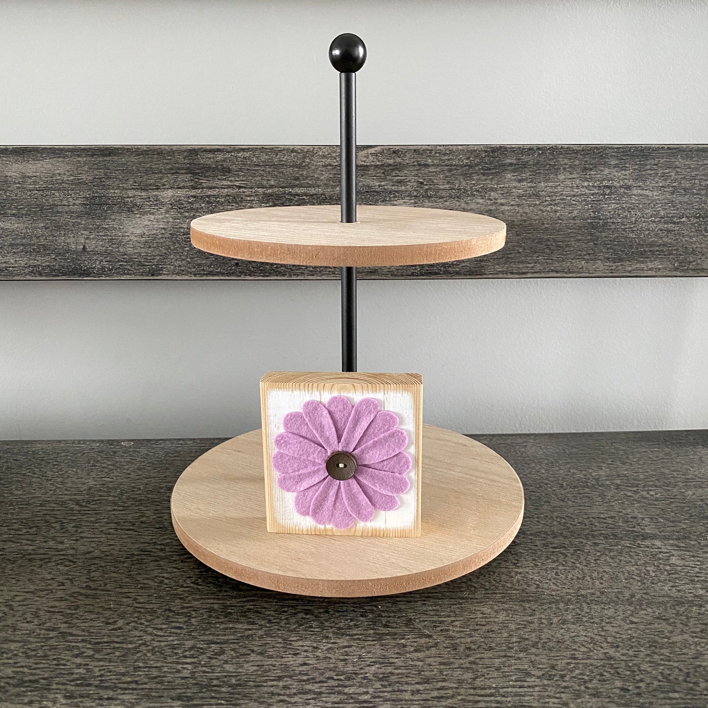 Felt Flower Decor - White and Purple