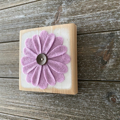 Felt Flower Decor - White and Purple