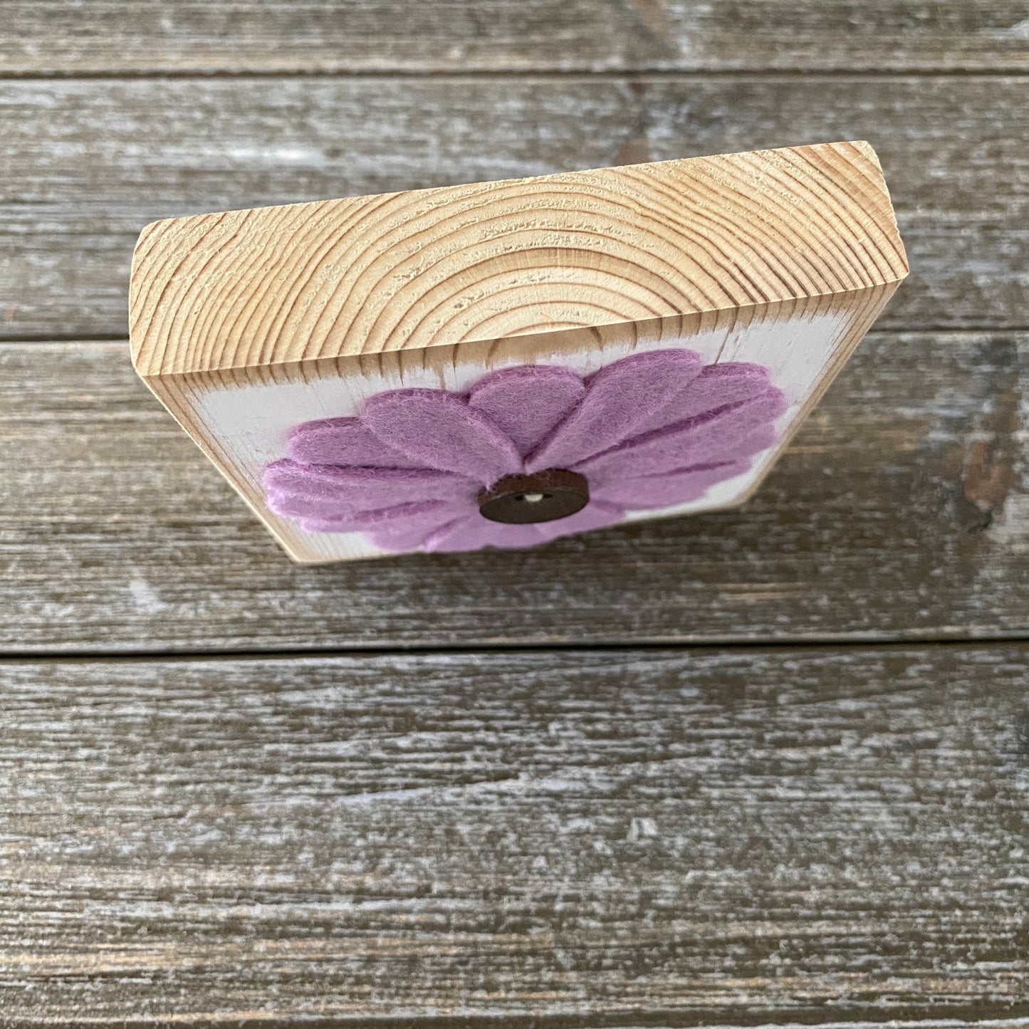 Felt Flower Decor - White and Purple