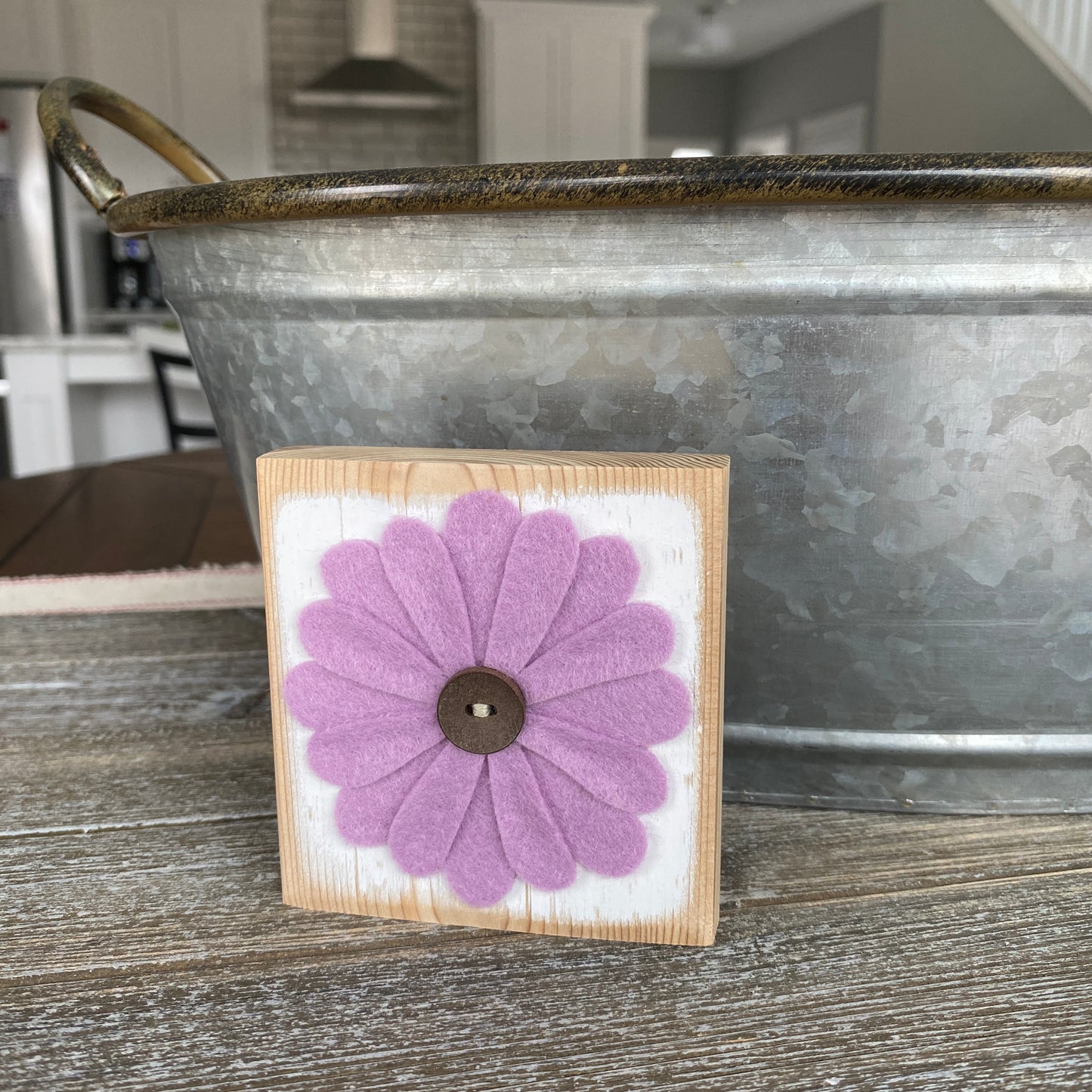 Felt Flower Decor - White and Purple