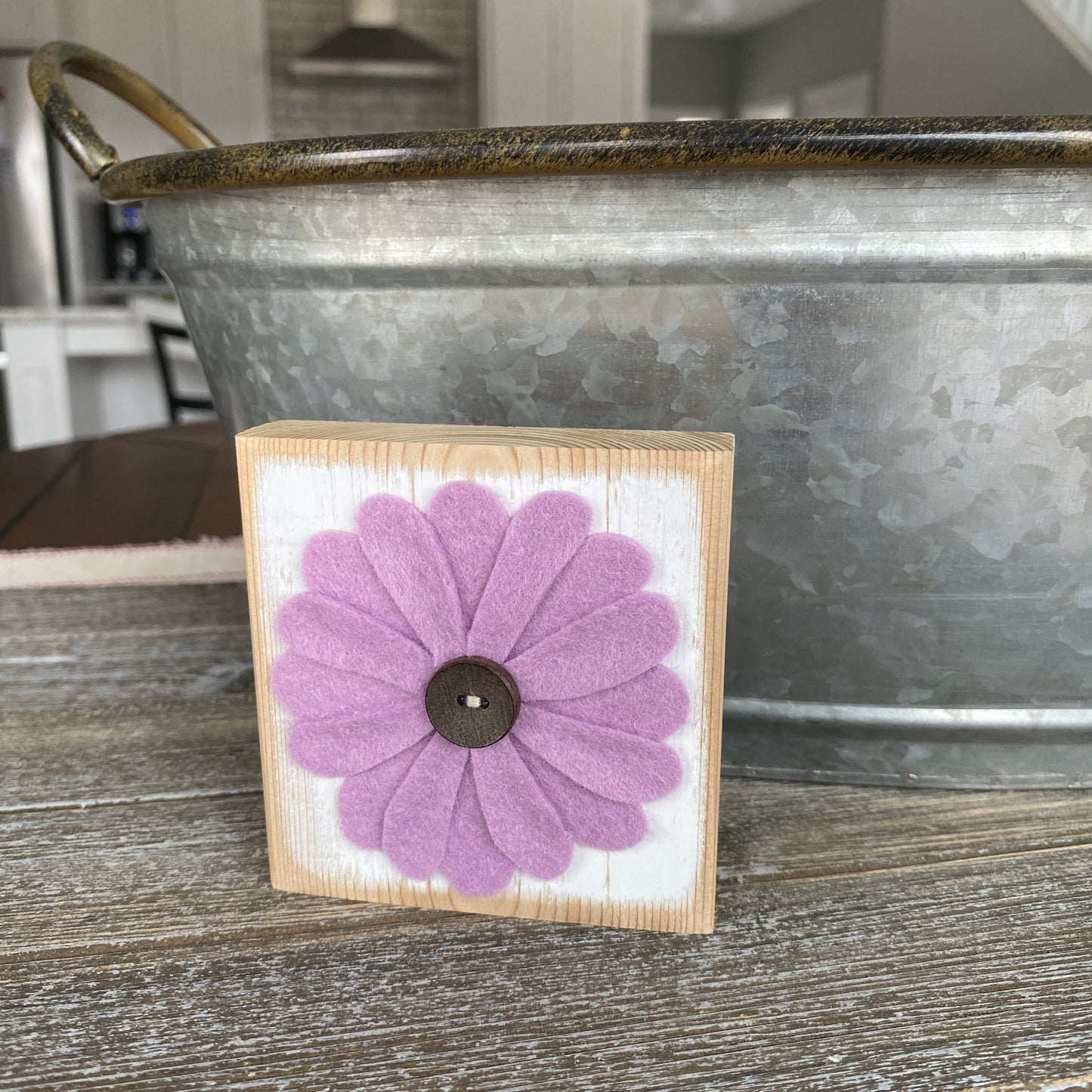 Felt Flower Decor - White and Purple