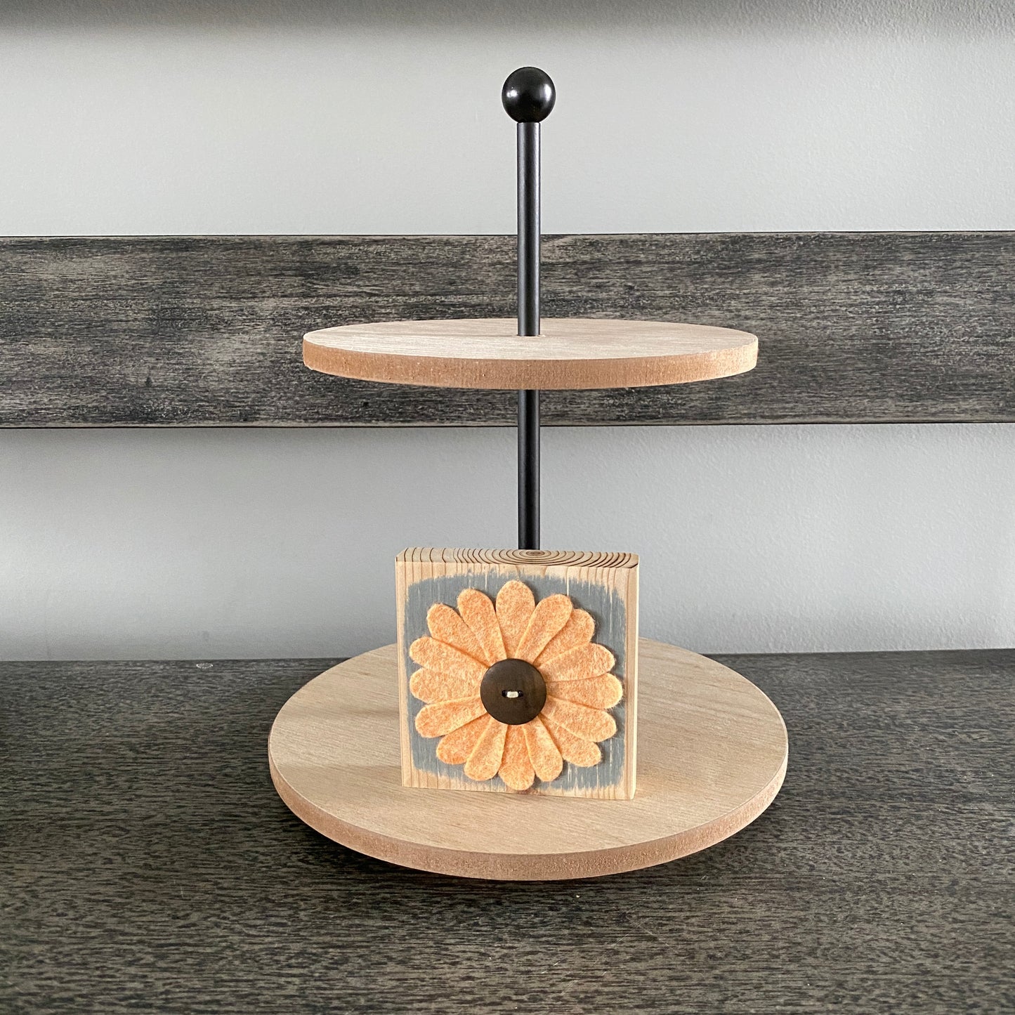 Felt Flower Decor - Gray and Orange