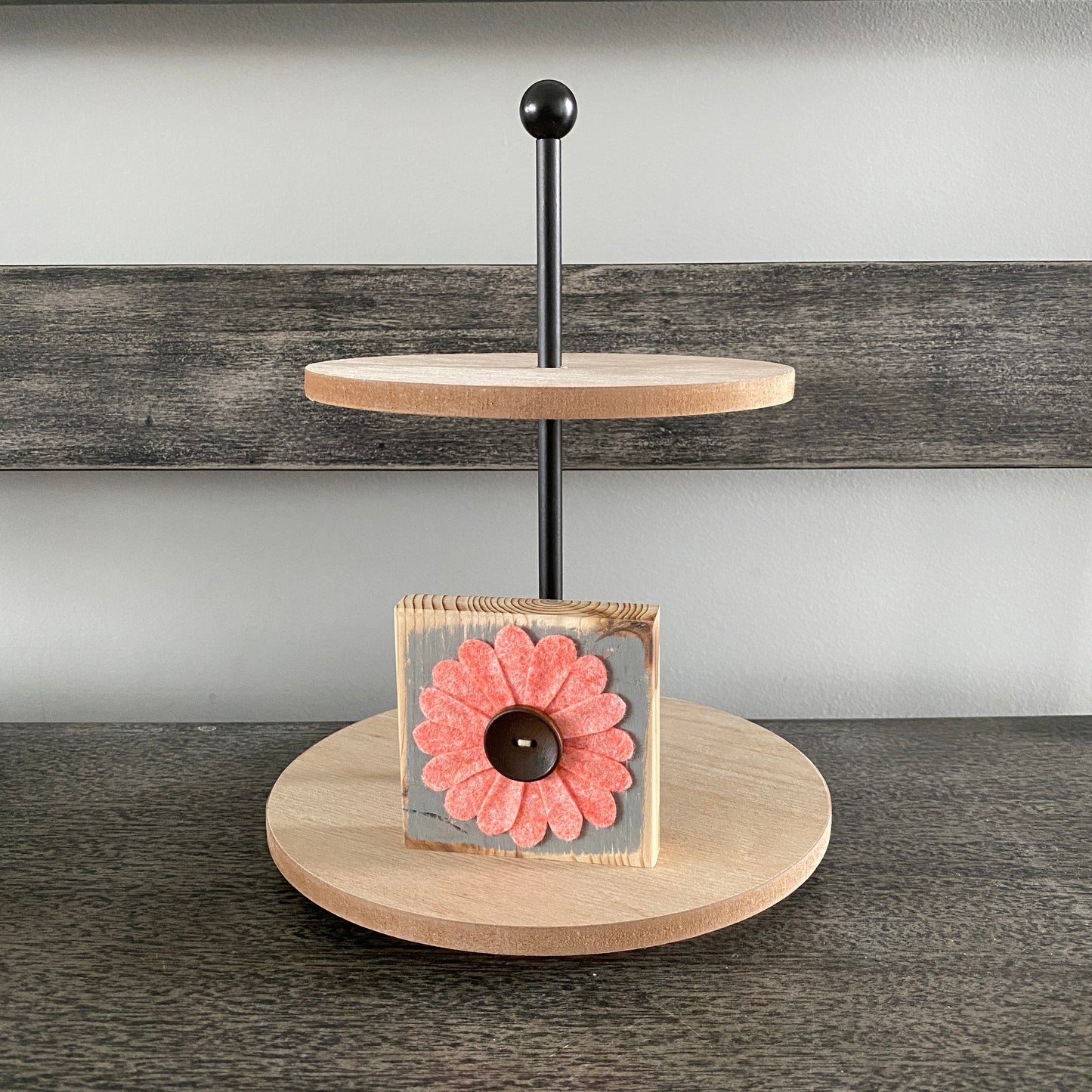 Felt Flower Decor - Gray and Heather Pink