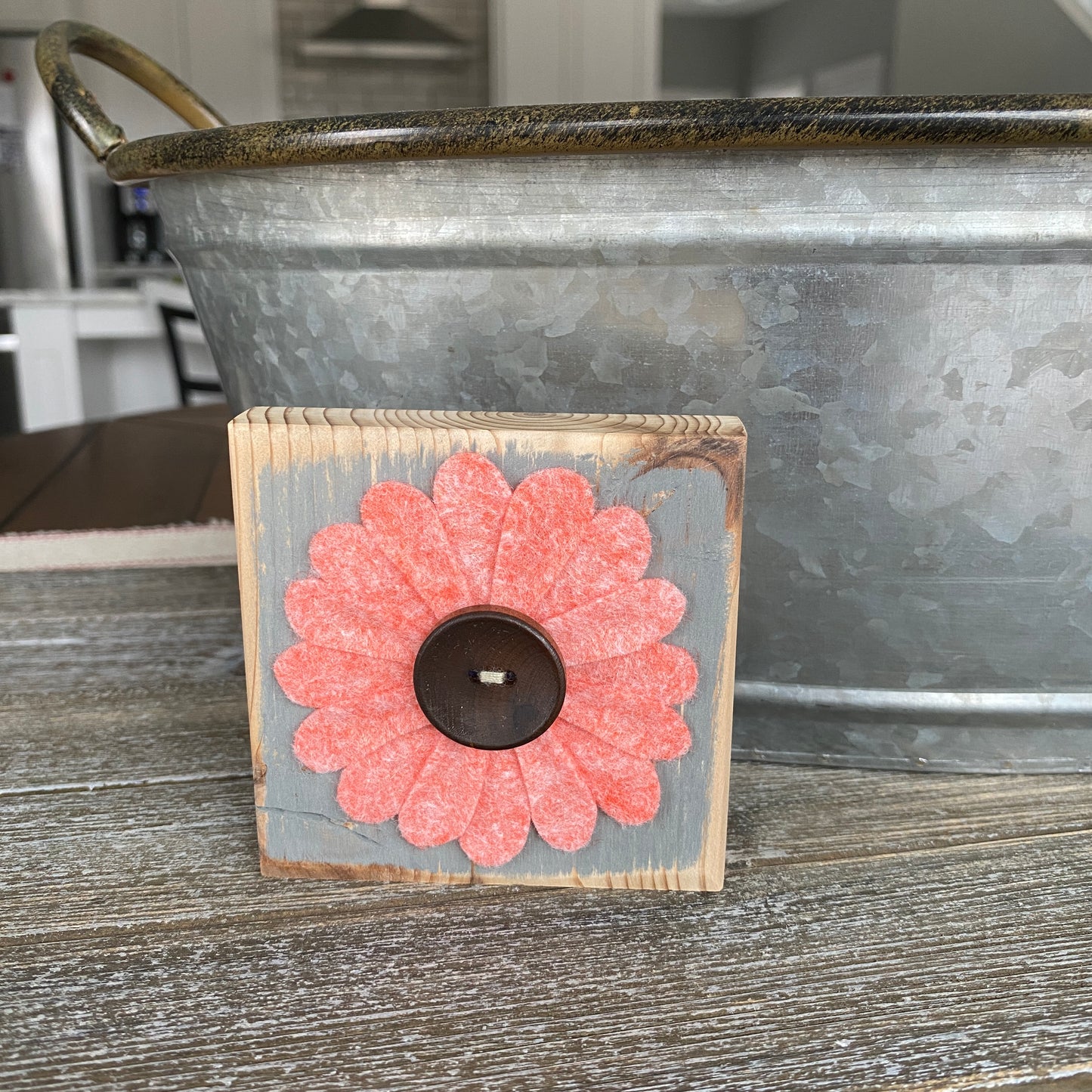 Felt Flower Decor - Gray and Heather Pink