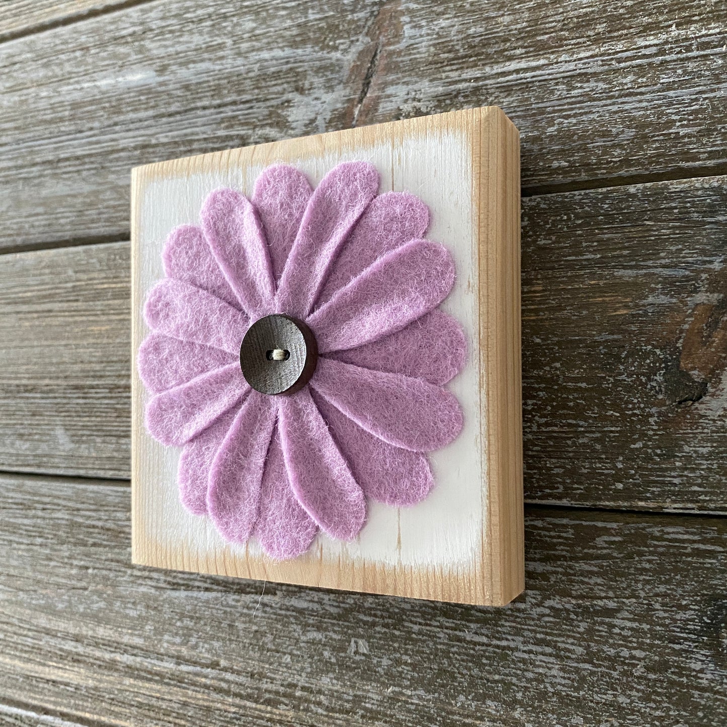 Felt Flower Decor - White and Purple