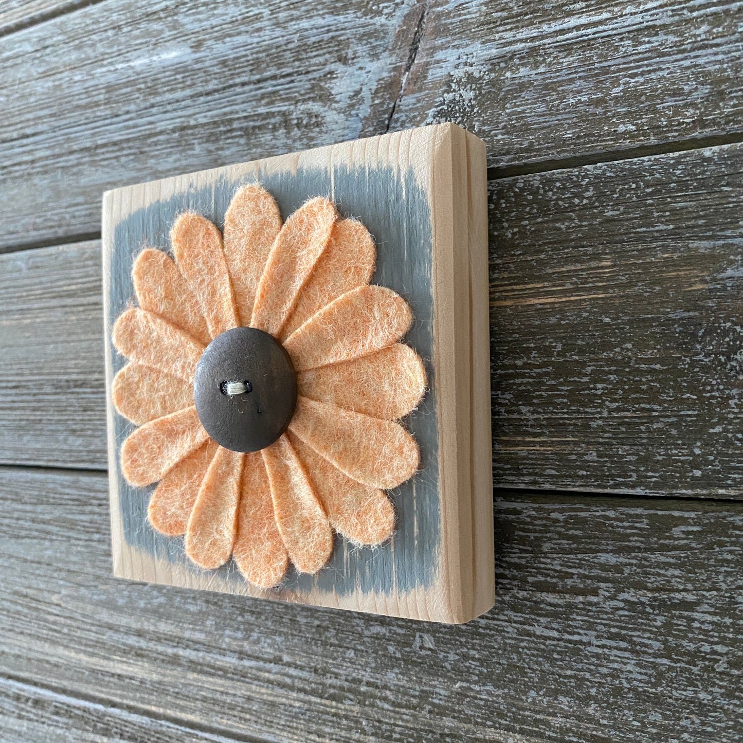 Felt Flower Decor - Gray and Orange