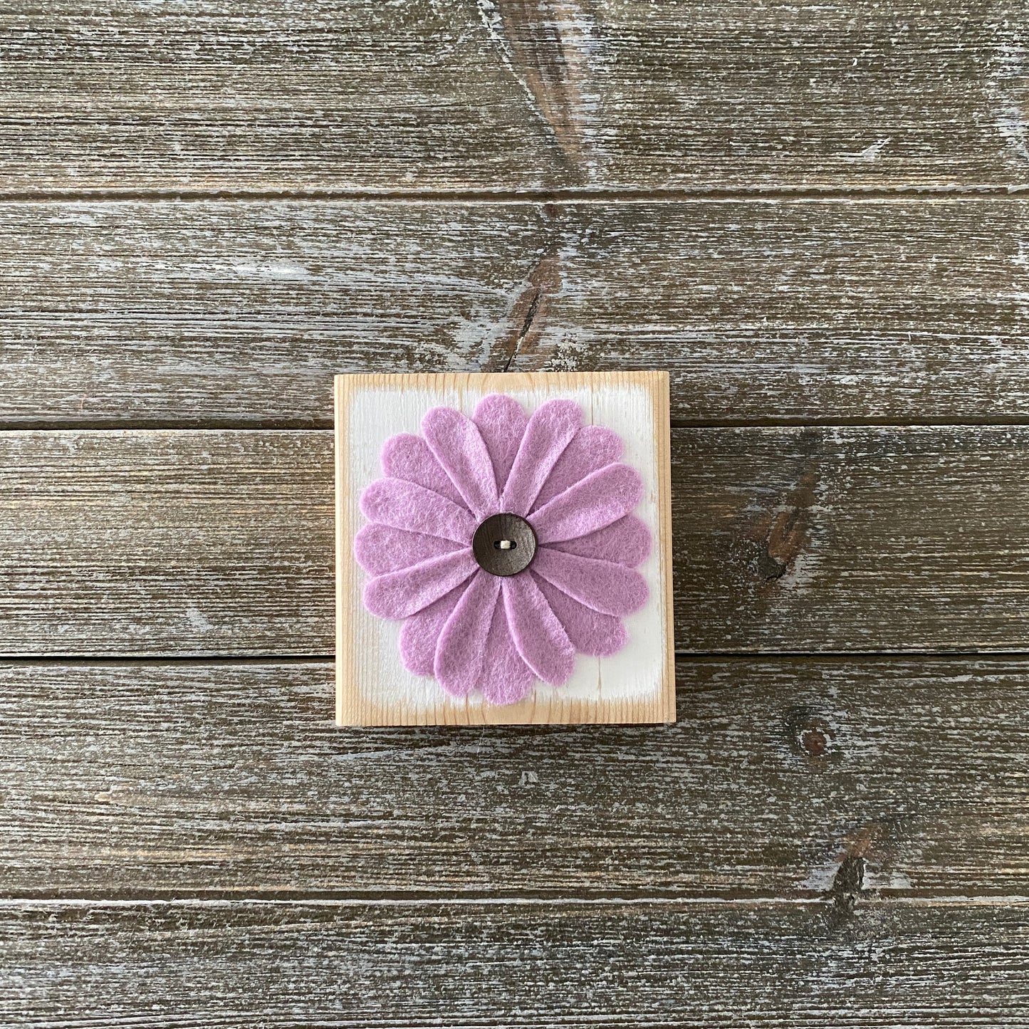 Felt Flower Decor - White and Purple