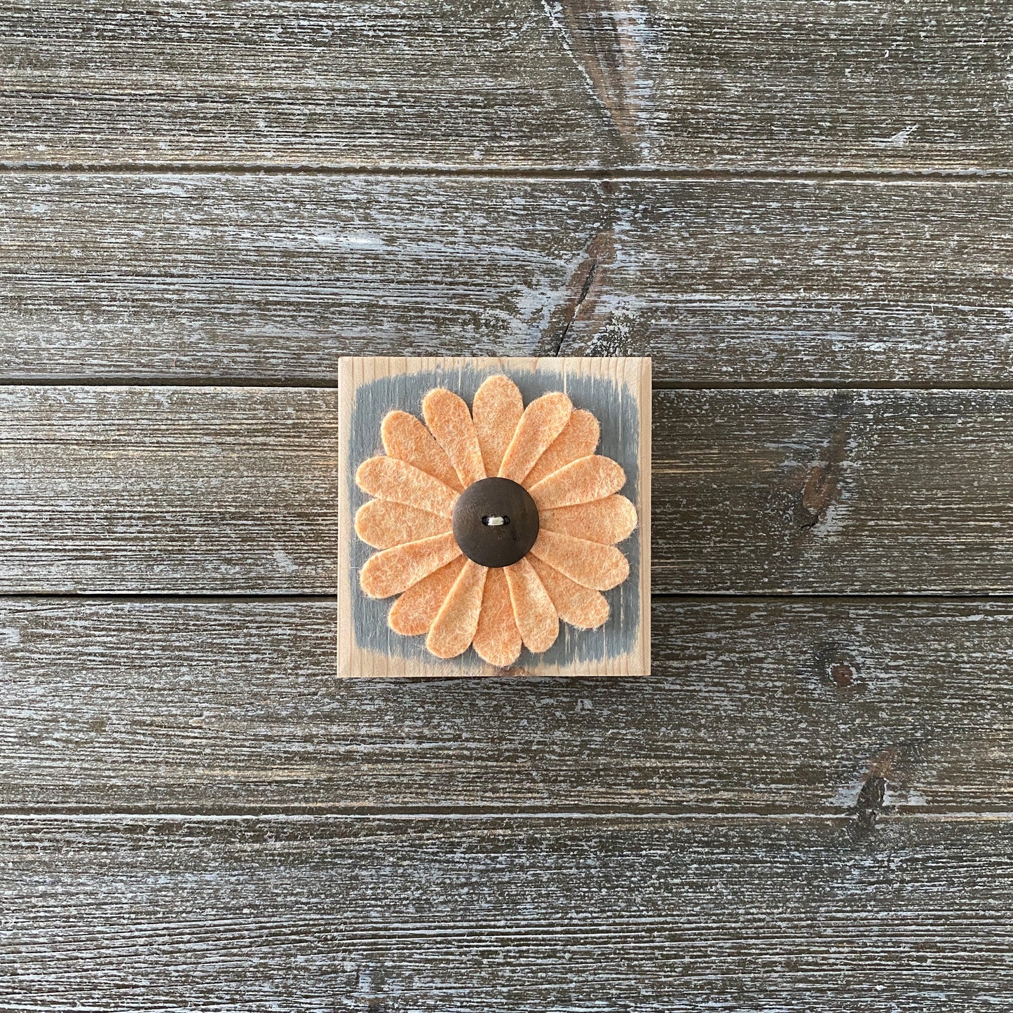 Felt Flower Decor - Gray and Orange