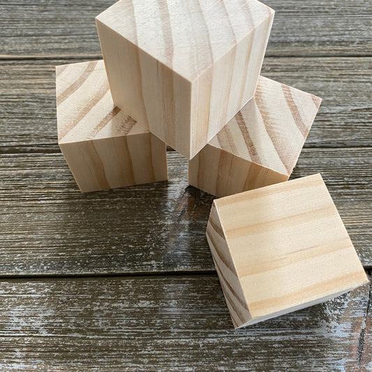 Unfinished Wood Blocks for Crafts - 4 pc set