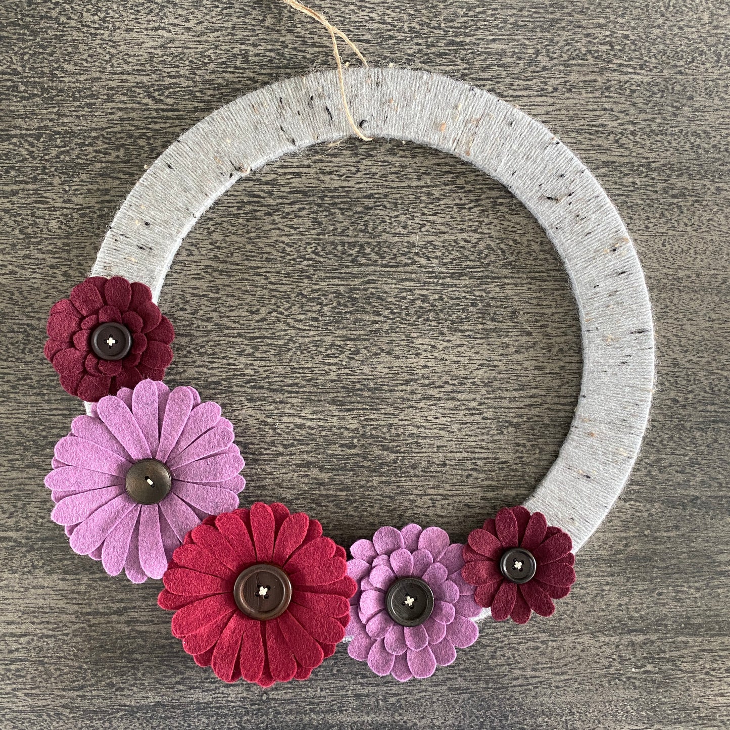 Felt Flower Wreath - Pink and Burgundy