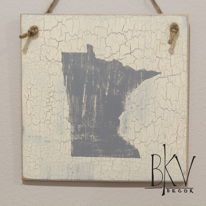 Minnesota Wall Decor - Minnesota Farmhouse Decor - Light Gray