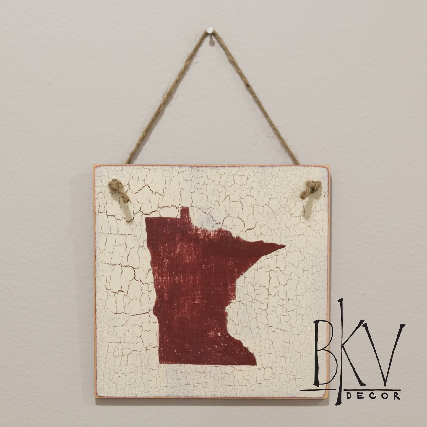 Minnesota Wall Decor - Minnesota Farmhouse Decor - Dark Red