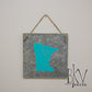 Minnesota Wall Decor - Metallic Painted Wood Wall Hanging Tile - Teal Minnesota Decor