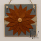 Felt Flower Wall Decor - Gray Painted Wood Tile with Rust Orange Felt Flower