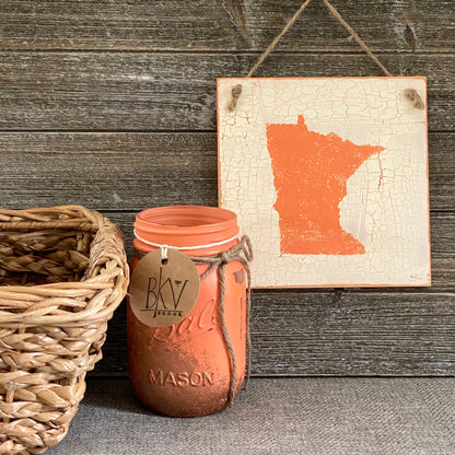 Painted Mason Jars - Coral and Gold