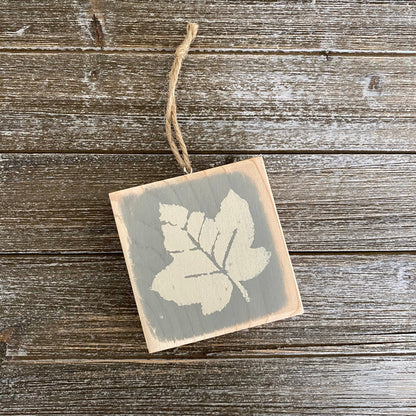 Fall Decor - Gray and Tan Maple Leaf Ornament