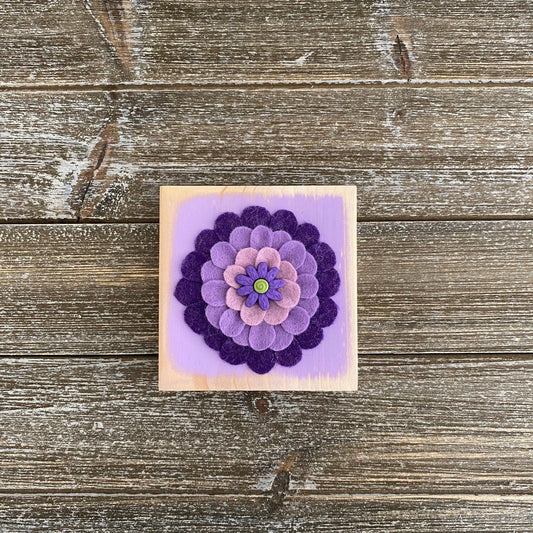 Felt Flower Ornament - Purple Flower with Button