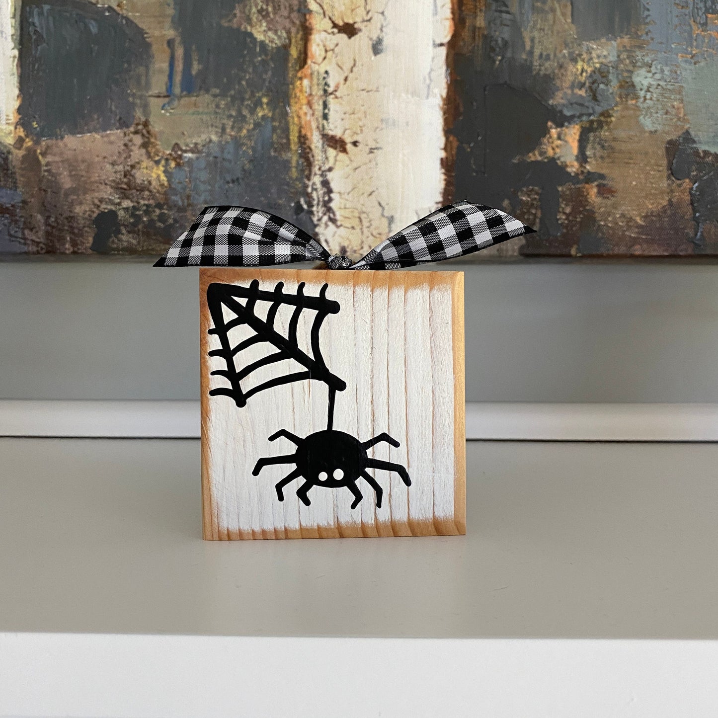 Halloween Decor - White and Black Spider Ornament