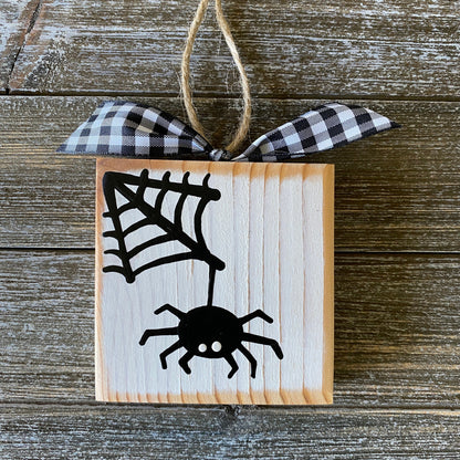 Halloween Decor - White and Black Spider Ornament
