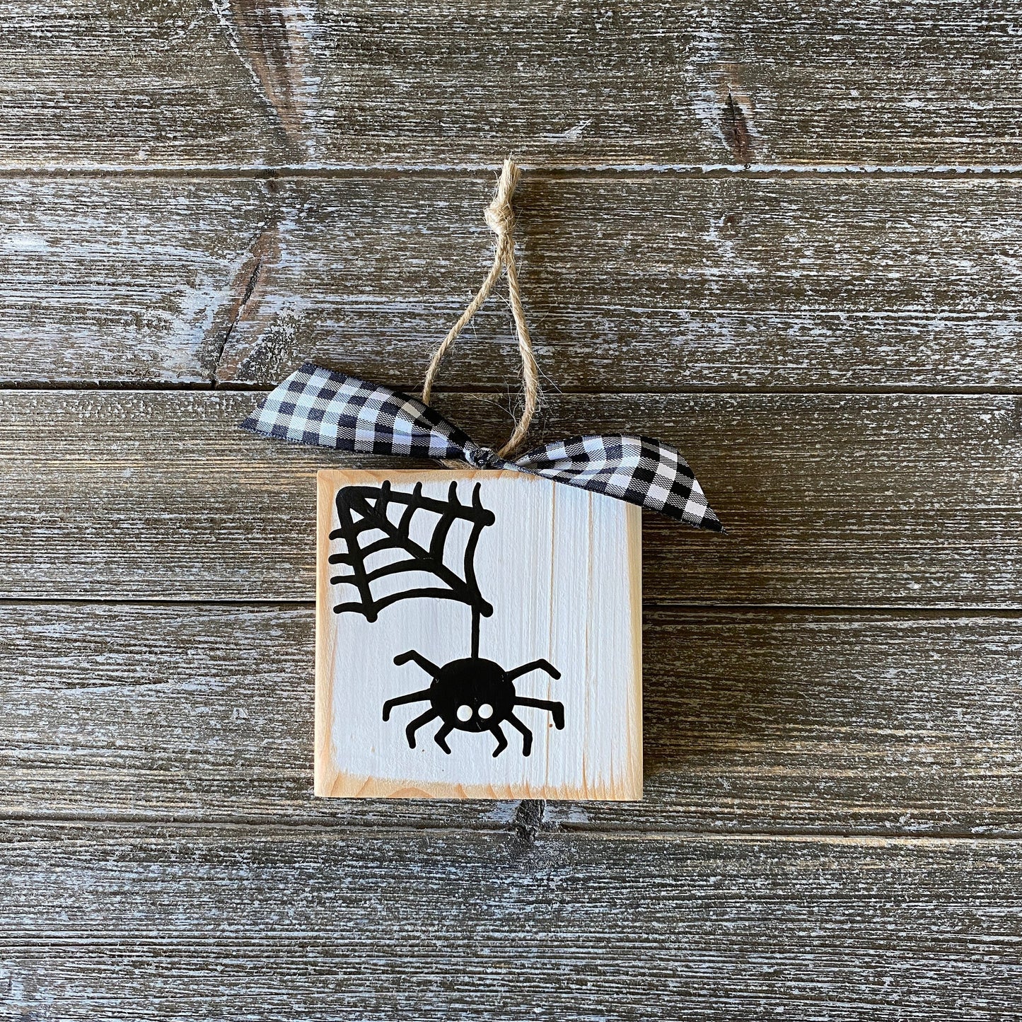 Halloween Decor - White and Black Spider Ornament